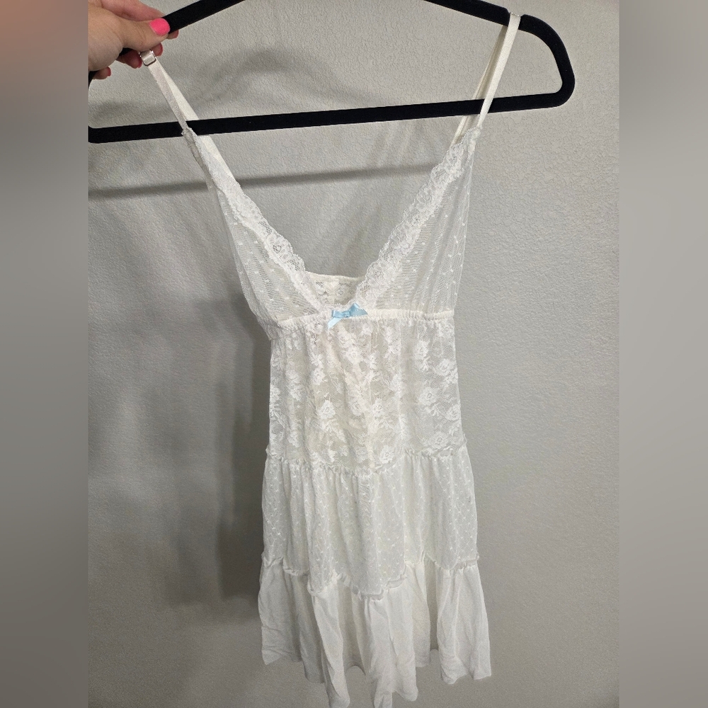 NWT White Babydoll And Matching Thong